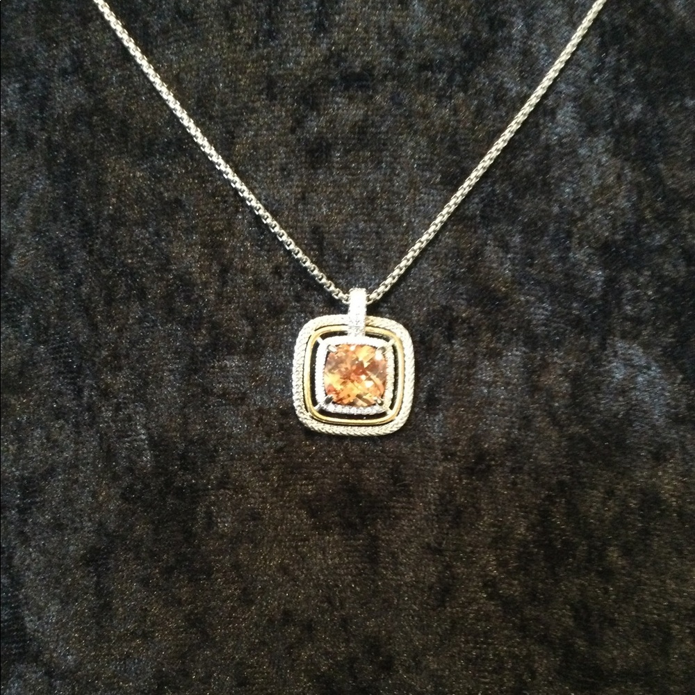Champagne Cushion cut CZ PENDANT/ NECKLACE